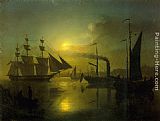 The Moonlit Harbour by Petrus Van Schendel